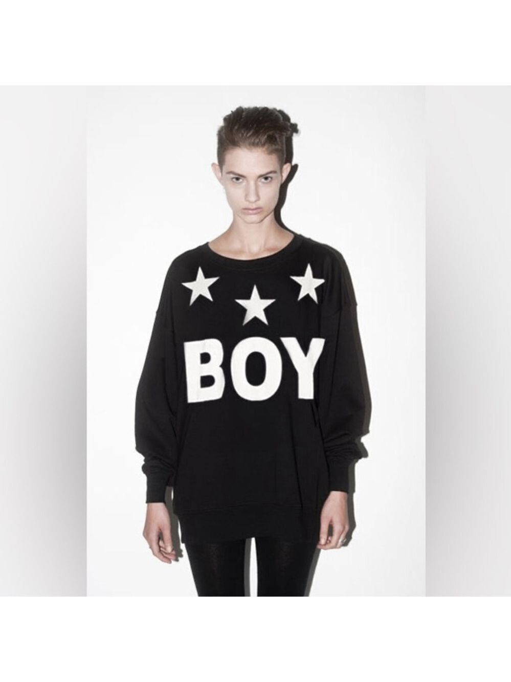 * Boy London Black French Terry Cotton Tri Star Sweatshirt and Jogger Set Size M